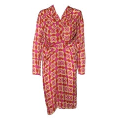 Marni Multicolor Geometric Printed Silk Draped Midi Dress S