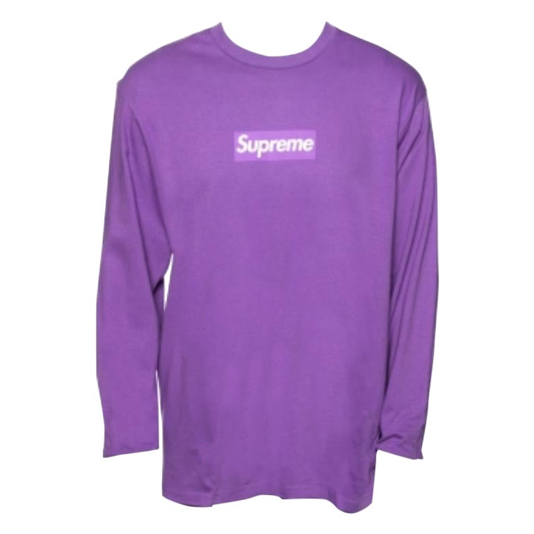Supreme Purple Cotton Logo Printed Crew Neck T-Shirt L For Sale
