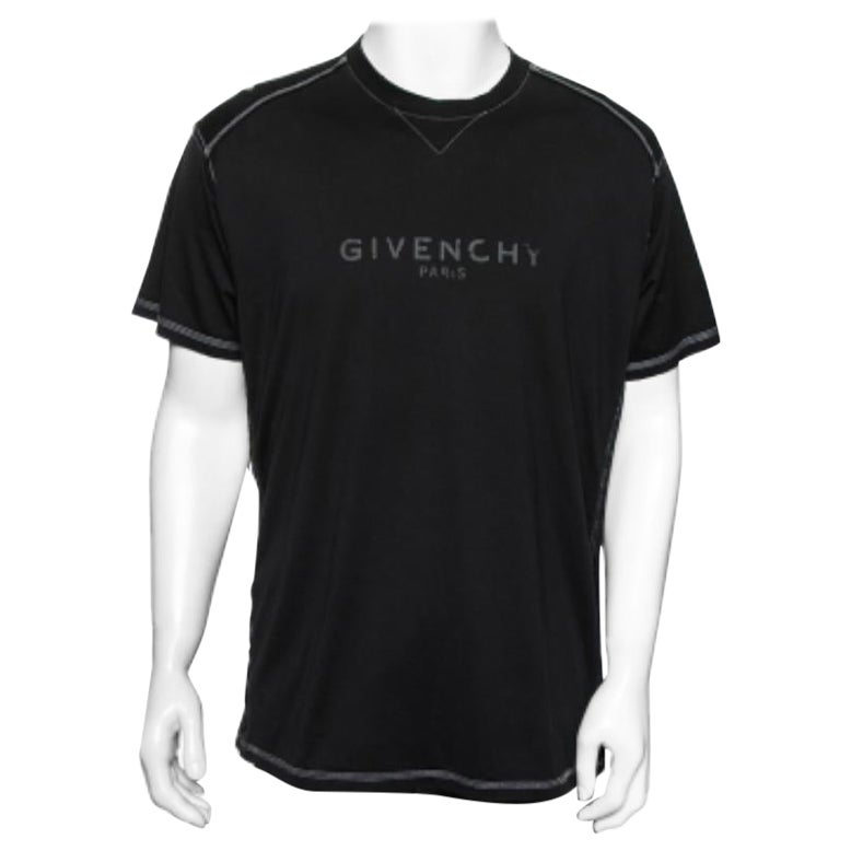 Givenchy - Maglietta nera con logo stampato e dettaglio di rifiniture laterali - T S