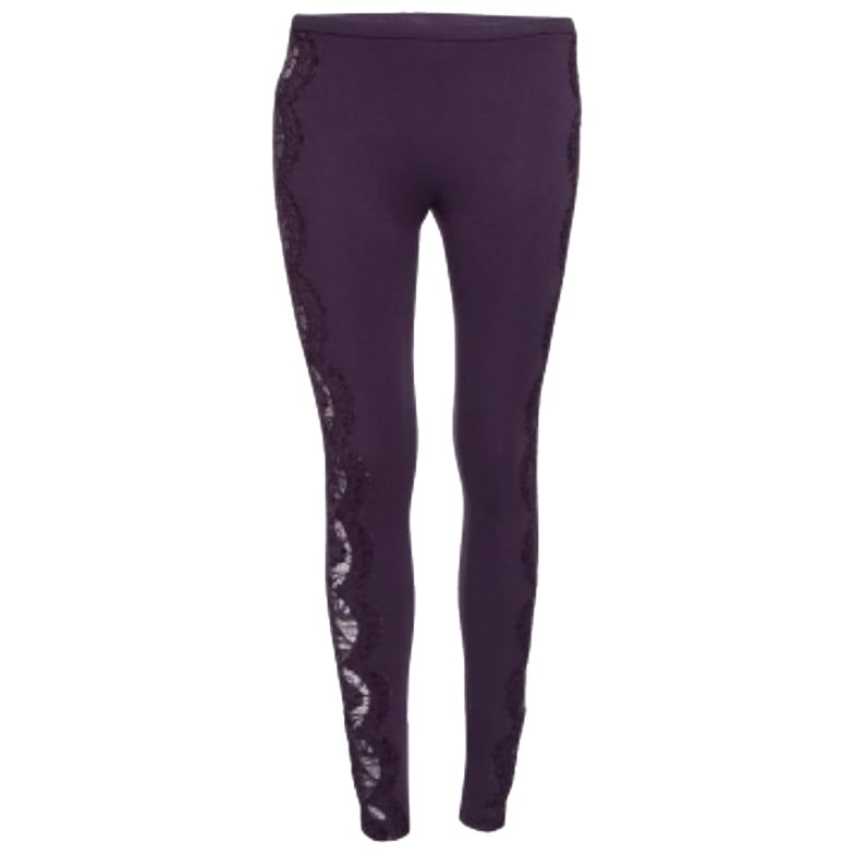 Emilio Pucci Lila Strick- und Spitzenbesatz-Leggings mit Intarsien S im Angebot