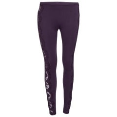 Emilio Pucci Lila Strick- und Spitzenbesatz-Leggings mit Intarsien S