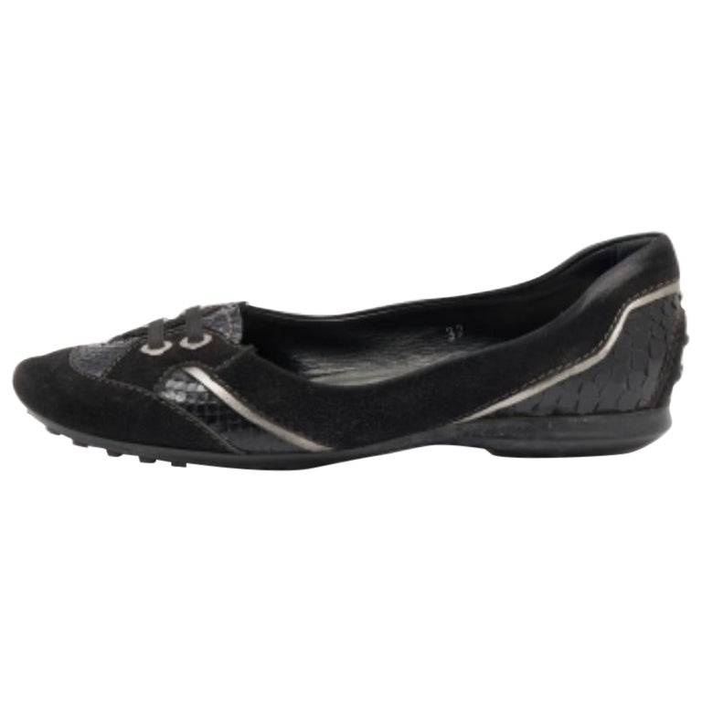 Tod's - Ballerines en python et daim noir - Taille 37