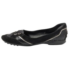 Tod's - Ballerines en python et daim noir - Taille 37