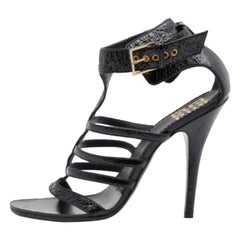 Givenchy Black Patent Leather Caged Open Toe Sandals Size 36.5