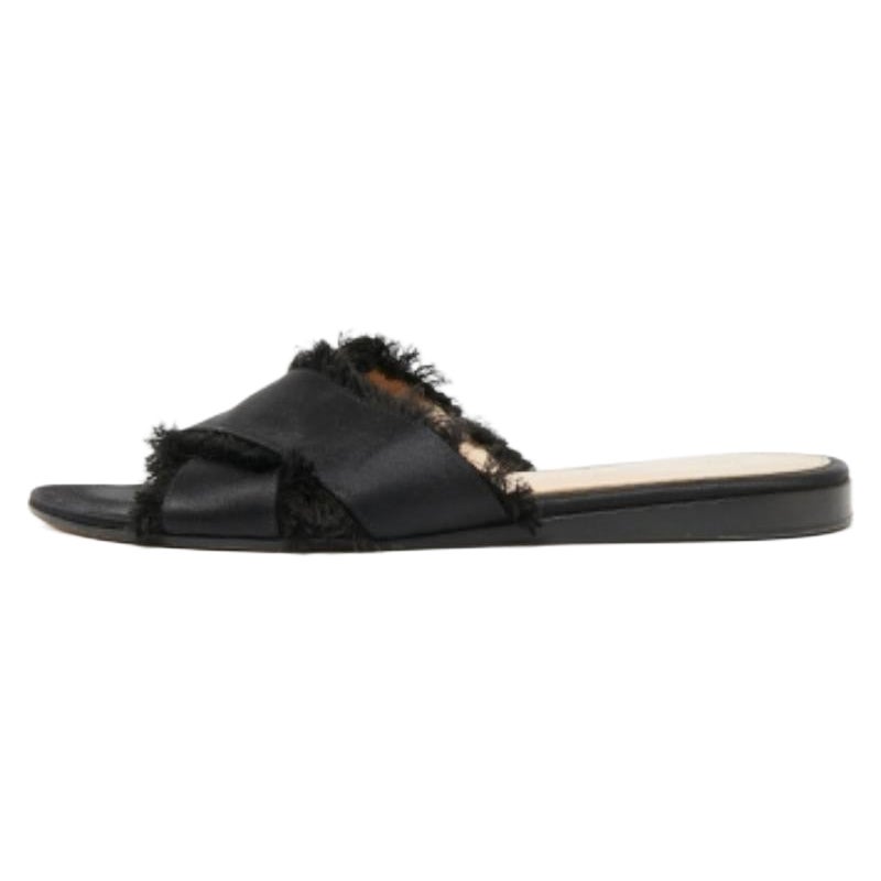 Gianvito Rossi Satin noir Barth Slides plates Taille 36 en vente