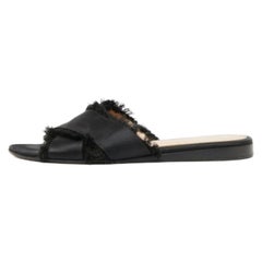 Gianvito Rossi Satin noir Barth Slides plates Taille 36