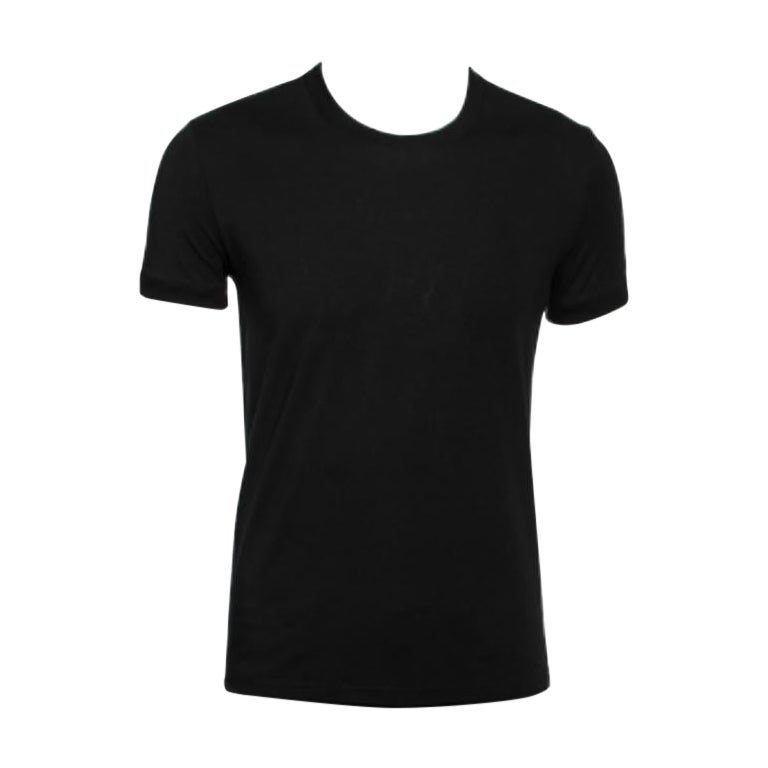 Dolce & Gabbana Camiseta de manga corta de algodón negro y cuello redondo S en venta