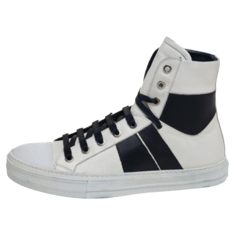 Amiri Weiß/Schwarze Sonnenuntergang High Top Turnschuhe aus Leder Größe 40