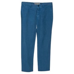 Etro Blue Linen Tapered Pants S