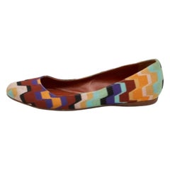 Used Missoni Multicolor Knit Fabric Ballet Flats Size 36