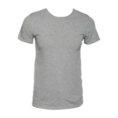 Balmain - Maglietta girocollo in cotone grigio a maniche corte S