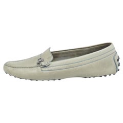 Tod's Olive Green Leather Slip On Loafers Size 39.5