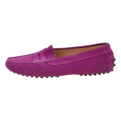 Tod's Purple Suede Penny Slip On Loafers Size 36