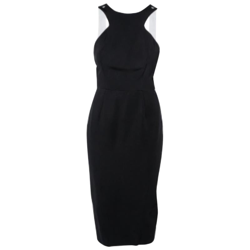 Victoria Beckham Black Crepe Contrast Strap Detail Sleeveless Dress L For Sale