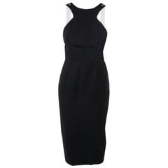 Victoria Beckham Black Crepe Contrast Strap Detail Sleeveless Dress L