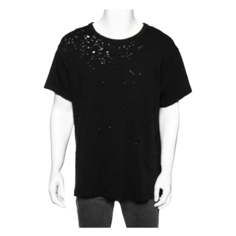 Camiseta de manga corta de algodón lavado negro Amiri Cuello redondo M