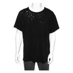 Camiseta de manga corta de algodón lavado negro Amiri Cuello redondo M