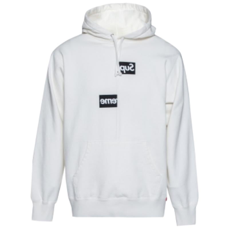 Supreme x Comme des Garçons White Terry Knit Split Logo Hoodie L For Sale