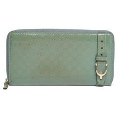Gucci Green Microguccissima Patent Leather Zip Around Wallet