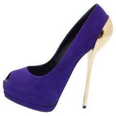 Giuseppe Zanotti Purple Suede Sharon Peep Toe Platform Pumps Size 40