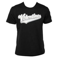 Valentino Black Cotton Baseball Logo Appliqued Short Sleeve T-Shirt S