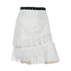 Just Cavalli White Lace Overlay Ruffle Tiered Skirt S