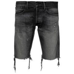 John Elliott Grey Denim Frayed Hem Detail Shorts M