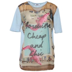 Moschino Cheap and Chic Camiseta con paneles de gasa estampada y algodón azul M