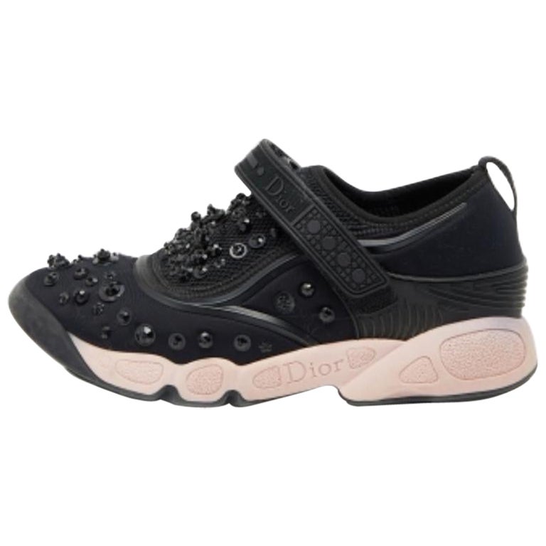 Dior Schwarze Turnschuhe aus Neopren und Mesh Fusion mit Velcro-Riemen Größe 36 im Angebot