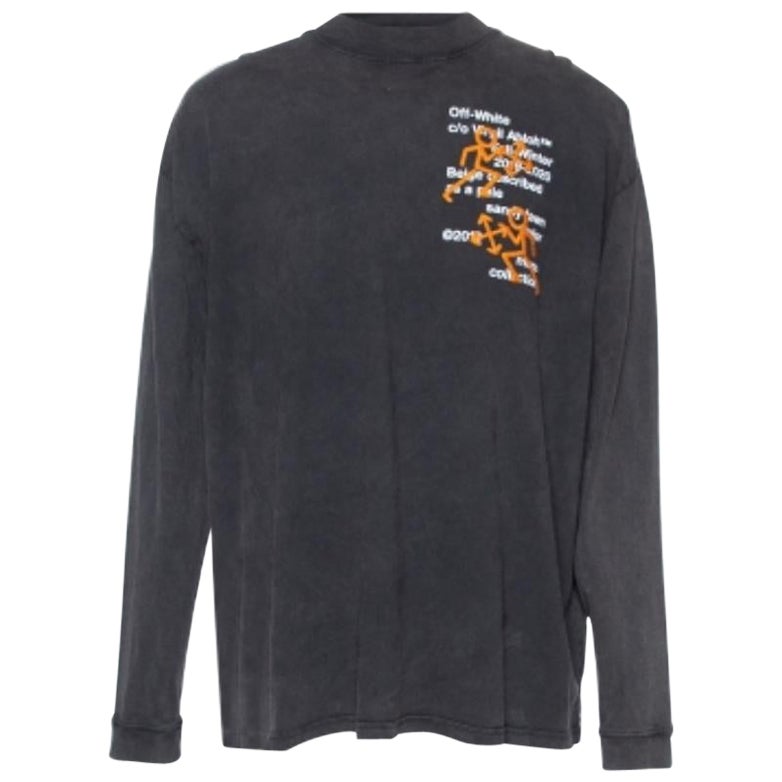 Off-White Grey Terry Knit Pictogram Incompiuto Sweatshirt L For Sale