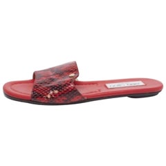 Jimmy Choo Red/Black Python Leather Nanda Flat Slides Size 36