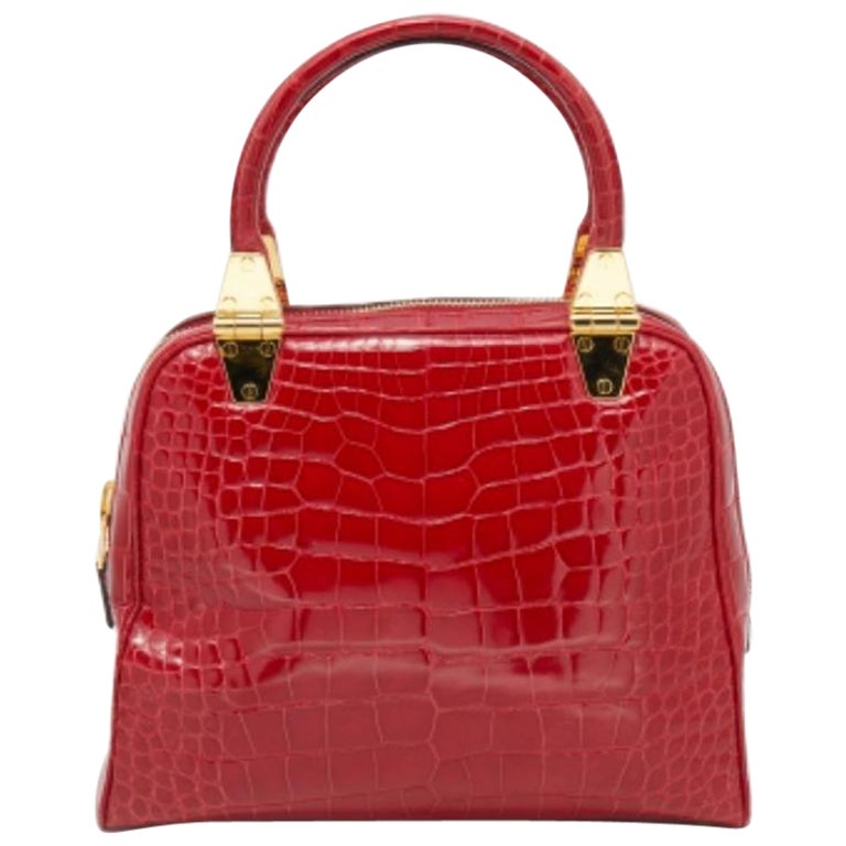 Tom Ford Fourre-tout en cuir de crocodile rouge en vente