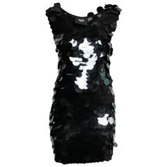 D&G Black Oversized Sequin Embellished Wool Sleeveless Short Dress S