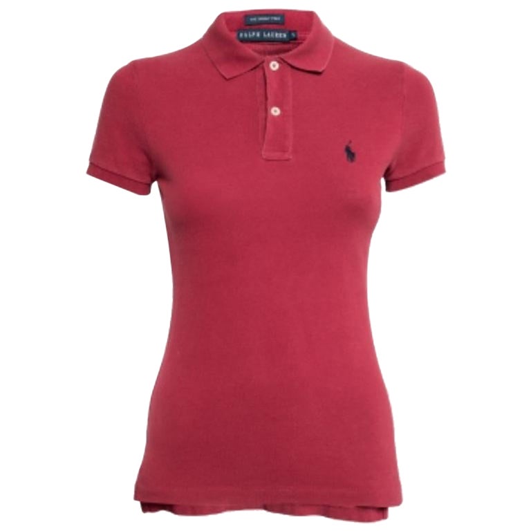 T. Ralph Lauren Red Cotton Pique Skinny Polo T-Shirt S