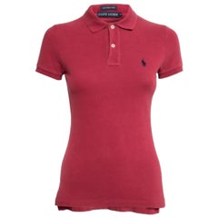 T. Ralph Lauren Red Cotton Pique Skinny Polo T-Shirt S