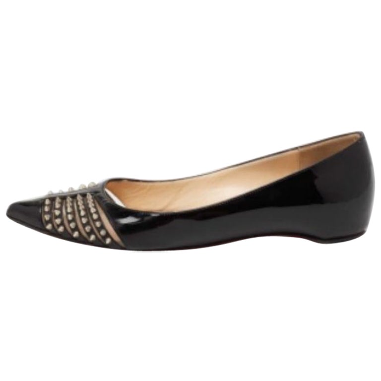 Christian Louboutin Bareta Ballet Flats en cuir verni noir Taille 35