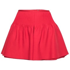 Valentino - Short à pinces en laine et soie rouge S