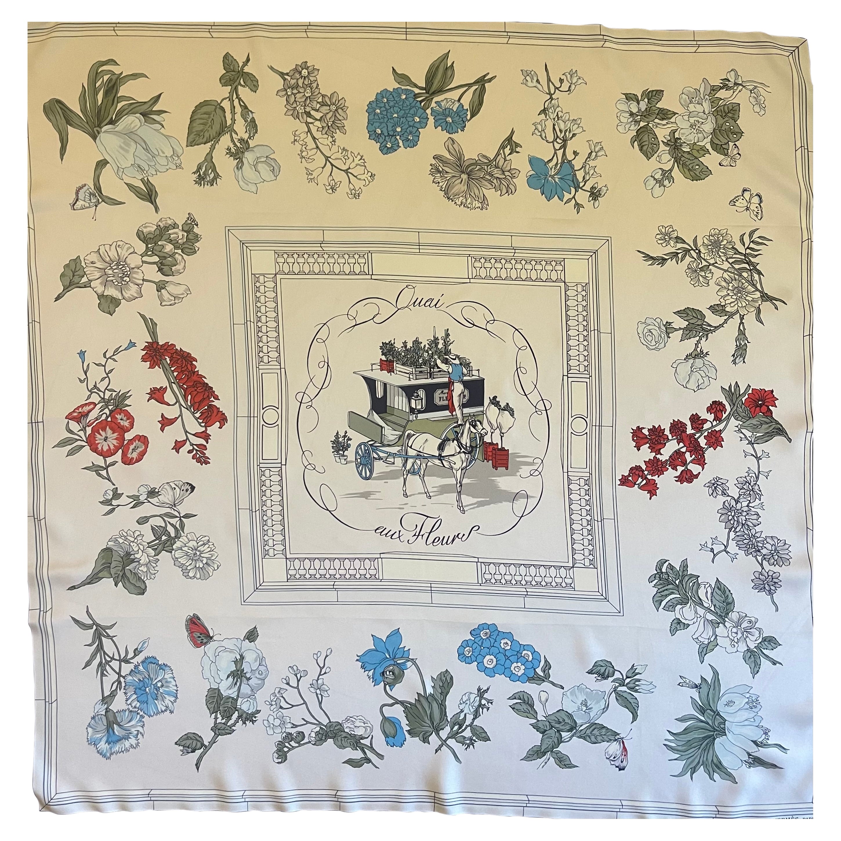Hermès Scarf "Quai Aux Fleurs" 1952 For Sale
