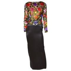 Galanos Cut Velvet and Silk Charmeuse Gown 11