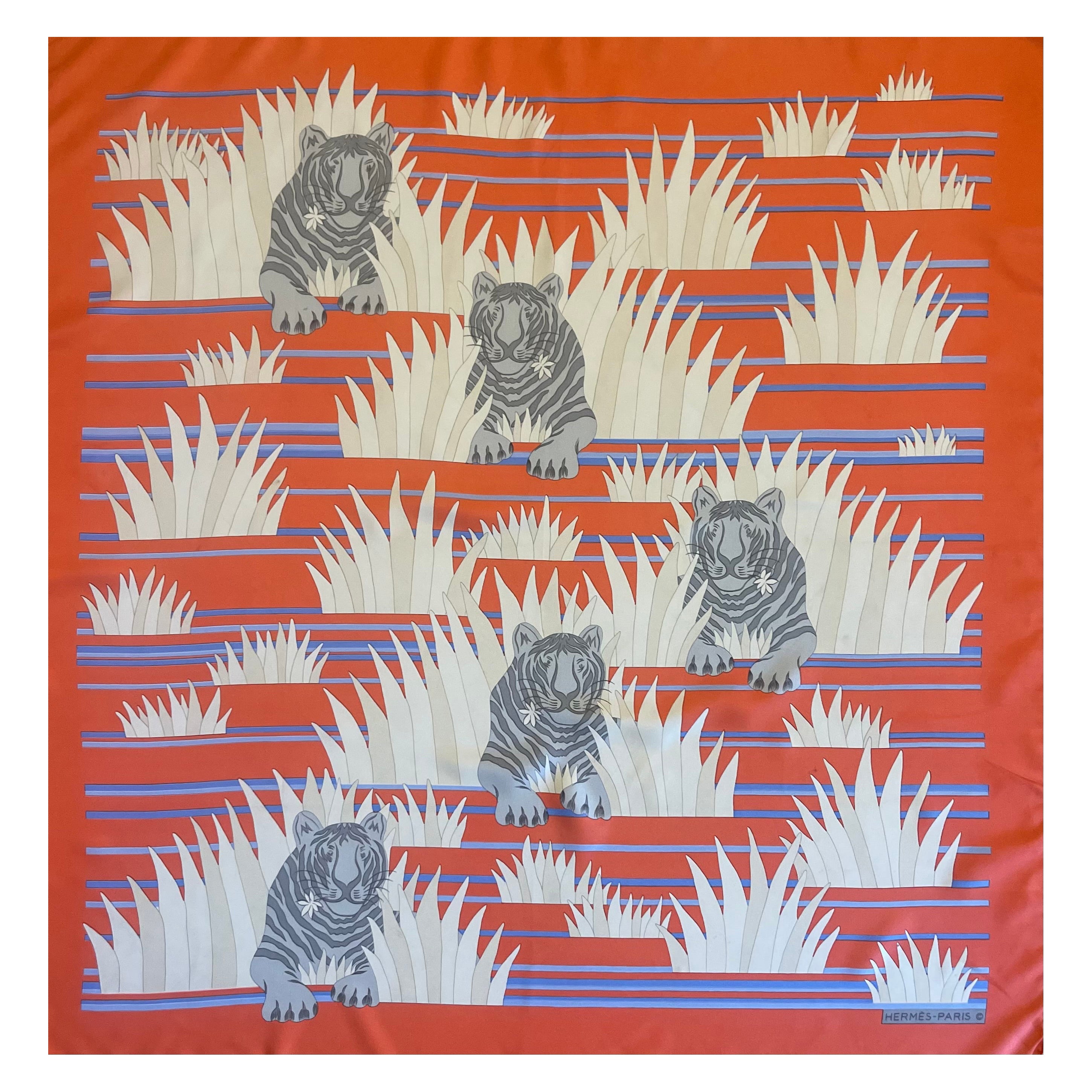 Hermès Silk Scarf “Tigres Dans Les Herbes” 1979 For Sale