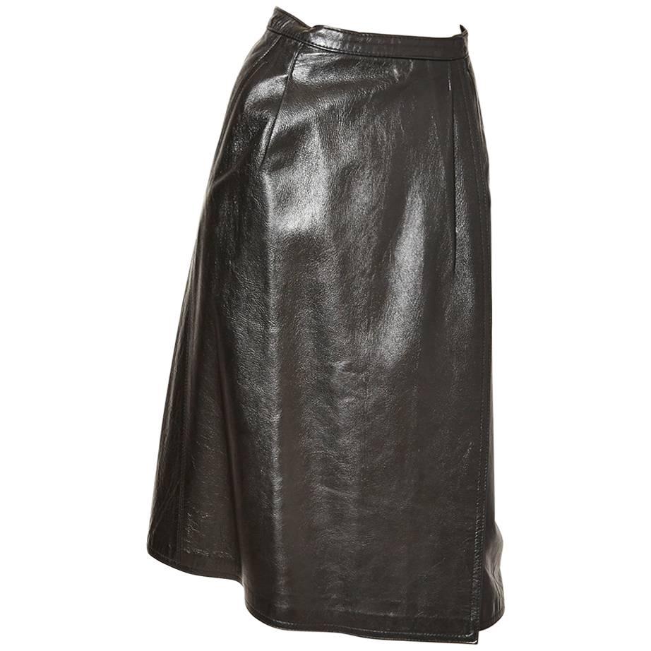 Yves Saint Laurent Leather Wrap Skirt