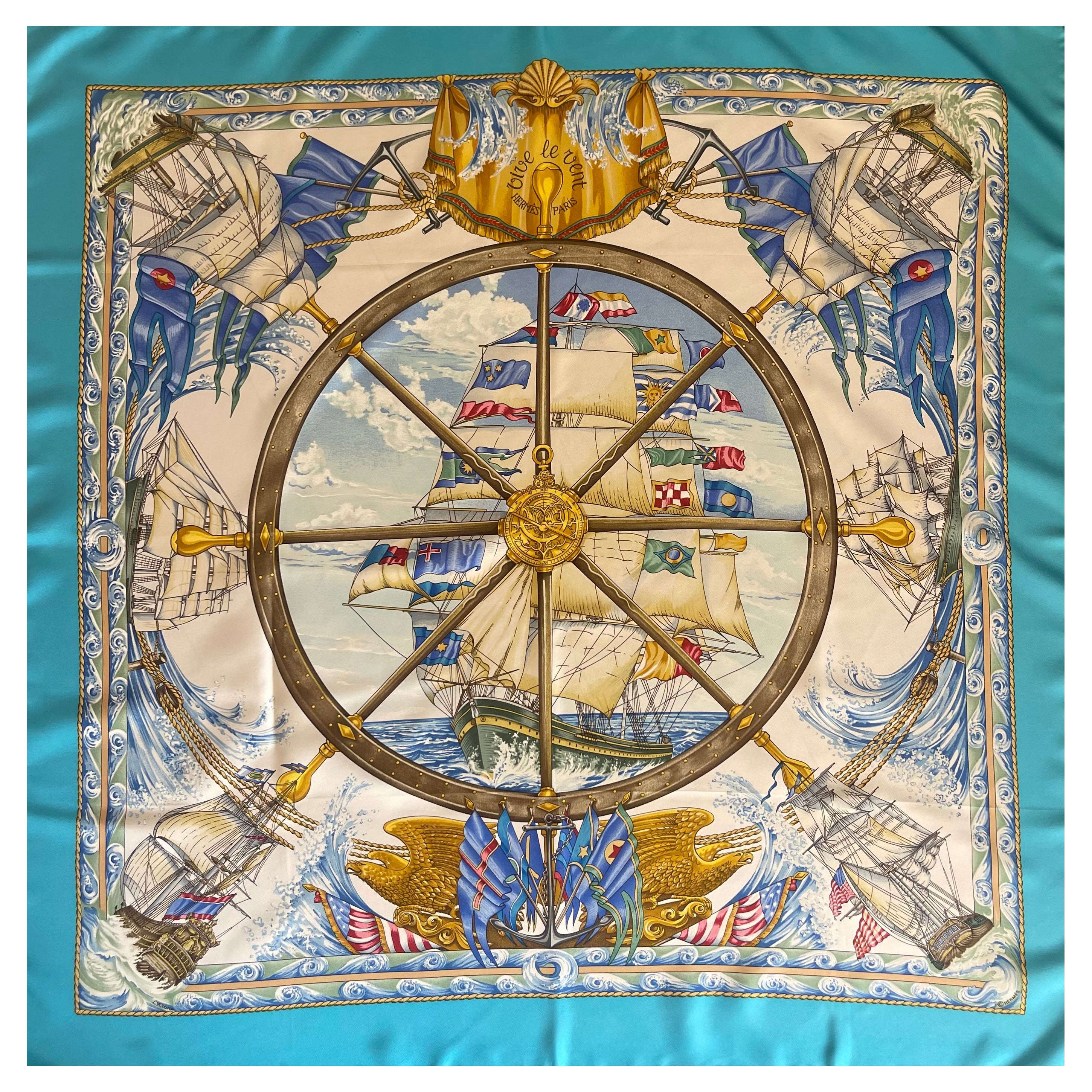 Hermès Silk Scarf “Vive Le Vent” 1992 For Sale