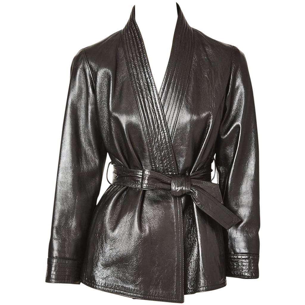 Yves Saint Laurent Chinese Collection Leather Belted Jacket