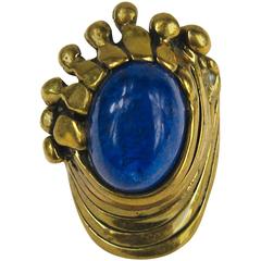 Vintage Brutalist Mid Century Lapis Ring PAL KEPENYES 1