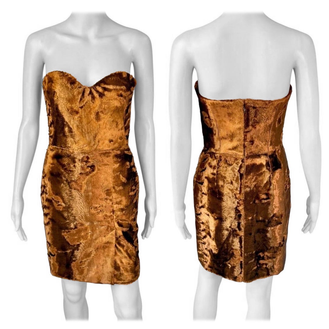 Alexander McQueen Bustier Chenille Velvet Strapless Mini Dress For Sale