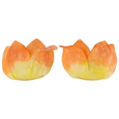 Pendientes de clip floral de tulipán de resina Monique Vedie Talosel, Escuela Line Vautrin