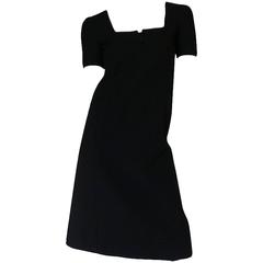 Chic 1960s Courreges Paris Black Shift Dress