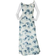c1963 Maggy Rouff Haute Couture Pale Blue Net & Ribbon Dress 6