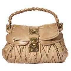 Miu Miu Coffer Large Groffata Beige Borsa a spalla
