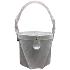 Fantastic Wilardy White Pearlized 1957 Design Award Lucite Handbag